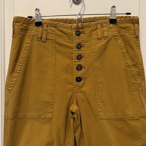 Anthropologie Wanderer tan brown Mustard Button-Fly Pants 30